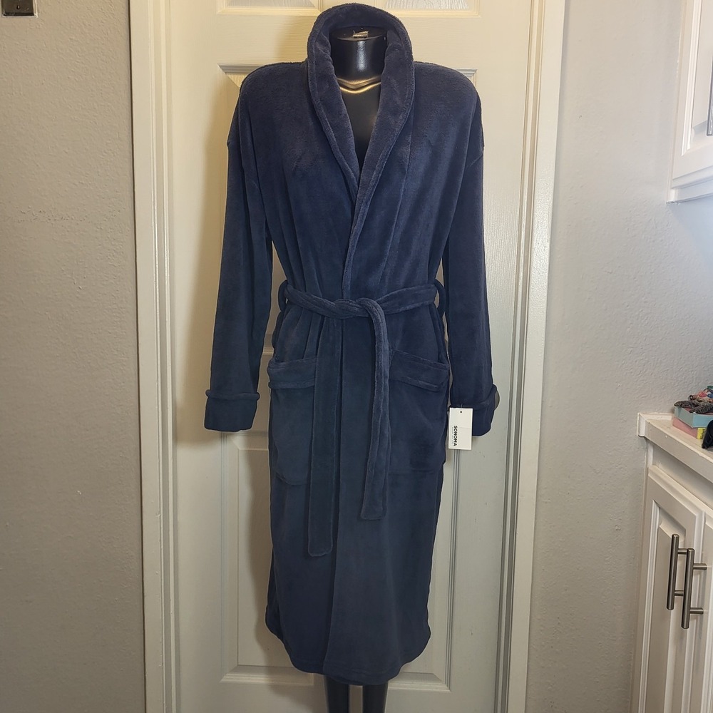 SONOMA Goods for Life Women's Sleepwear Robe Soft, Size M, Deep Navy Blue - Picture 2 of 13